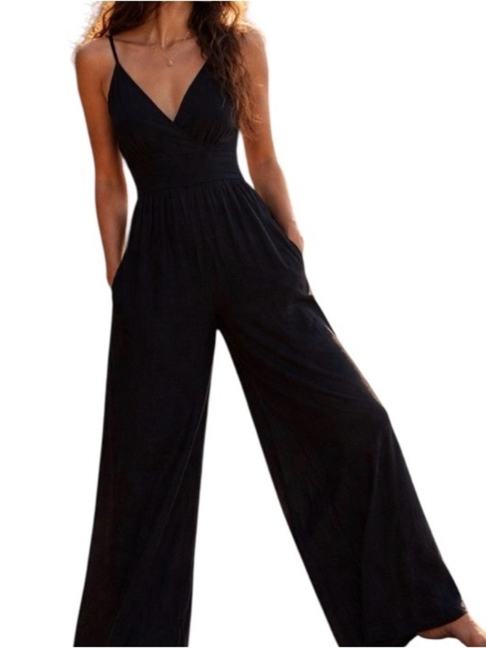Japna Jumpsuit Size Small Linen Blend Black Style 50217 NEW With Tags